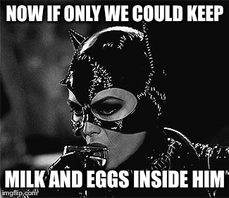 NOW IF ONLY WE COULD KEEP MILK AND EGGS INSIDE HIM | made w/ Imgflip meme maker