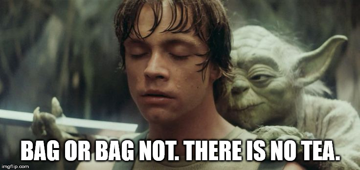 BAG OR BAG NOT. THERE IS NO TEA. | image tagged in luke and yoda training | made w/ Imgflip meme maker