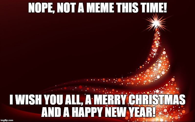 Merry Christmas | NOPE, NOT A MEME THIS TIME! I WISH YOU ALL, A MERRY CHRISTMAS AND A HAPPY NEW YEAR! | image tagged in christmas | made w/ Imgflip meme maker