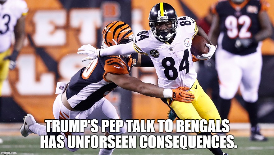 grabber | TRUMP'S PEP TALK TO BENGALS HAS UNFORSEEN CONSEQUENCES. | image tagged in trump | made w/ Imgflip meme maker