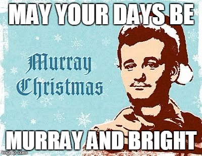 murray christmas | MAY YOUR DAYS BE MURRAY AND BRIGHT | image tagged in murray christmas | made w/ Imgflip meme maker