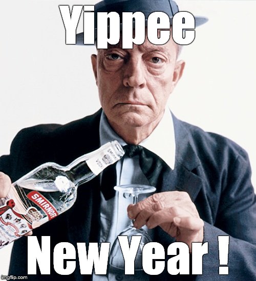 Buster vodka ad | Yippee New Year ! | image tagged in buster vodka ad | made w/ Imgflip meme maker