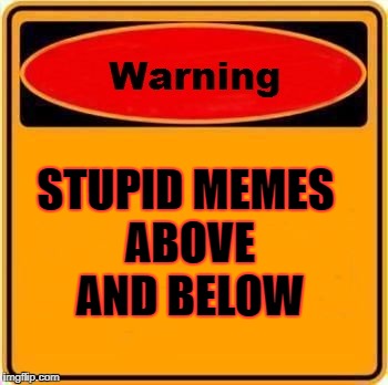 Warning Sign Meme | STUPID MEMES ABOVE AND BELOW | image tagged in memes,warning sign | made w/ Imgflip meme maker
