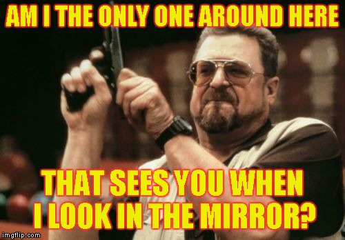 Am I The Only One Around Here Meme | AM I THE ONLY ONE AROUND HERE THAT SEES YOU WHEN I LOOK IN THE MIRROR? | image tagged in memes,am i the only one around here | made w/ Imgflip meme maker