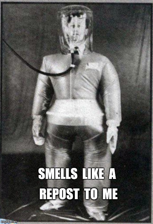 Fart Suit | SMELLS  LIKE  A REPOST  TO  ME | image tagged in fart suit | made w/ Imgflip meme maker