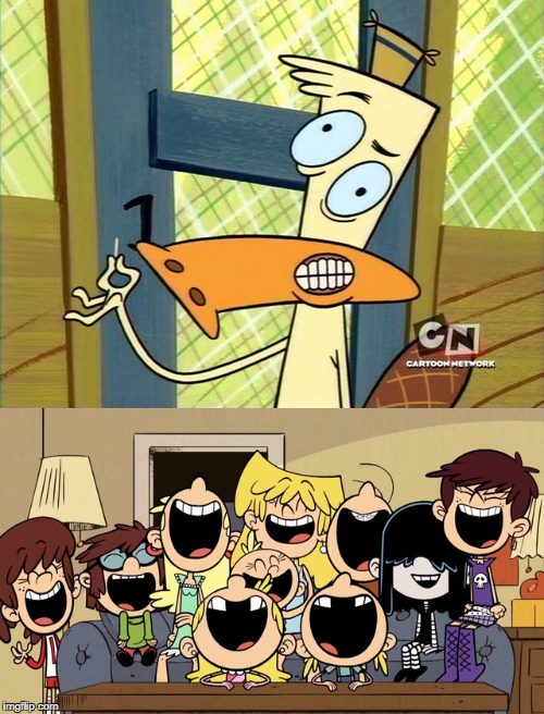 Loud sisters laugh at Edward's face freeze | image tagged in camp lazlo,cartoon network,the loud house,nickelodeon,laughing,funny face | made w/ Imgflip meme maker