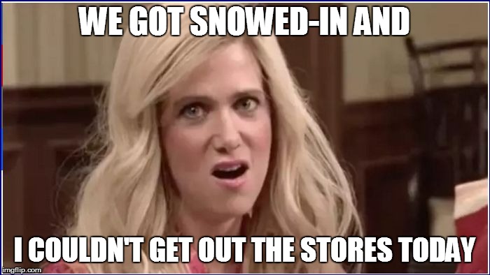 WE GOT SNOWED-IN AND I COULDN'T GET OUT THE STORES TODAY | made w/ Imgflip meme maker