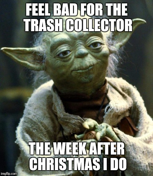 Star Wars Yoda Meme | FEEL BAD FOR THE TRASH COLLECTOR THE WEEK AFTER CHRISTMAS I DO | image tagged in memes,star wars yoda | made w/ Imgflip meme maker