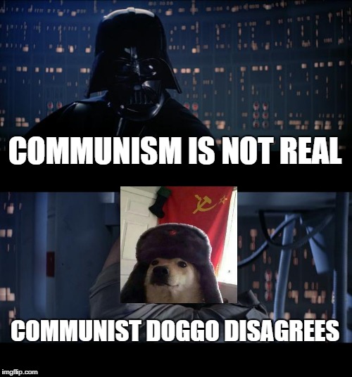 Star Wars No Meme | COMMUNISM IS NOT REAL; COMMUNIST DOGGO DISAGREES | image tagged in memes,star wars no | made w/ Imgflip meme maker