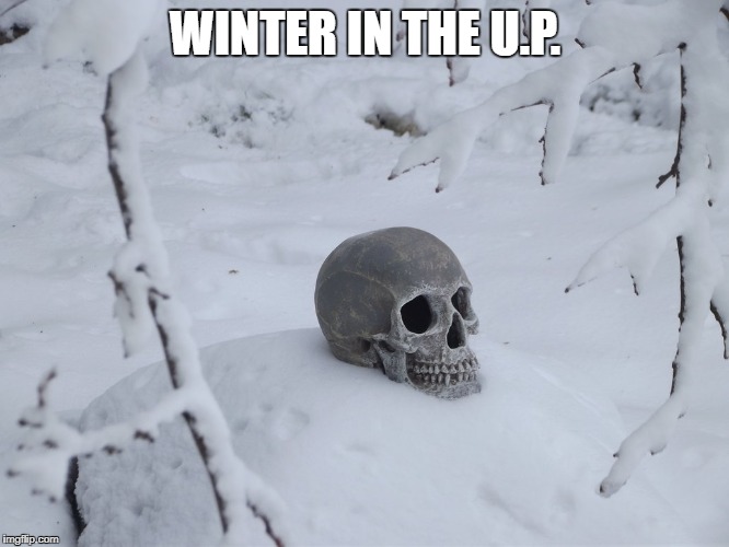 Winter Death | WINTER IN THE U.P. | image tagged in winter death | made w/ Imgflip meme maker