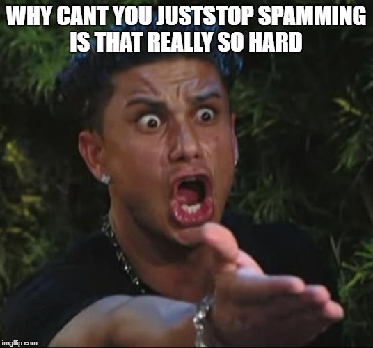 DJ Pauly D Meme | WHY CANT YOU JUSTSTOP SPAMMING IS THAT REALLY SO HARD | image tagged in memes,dj pauly d | made w/ Imgflip meme maker
