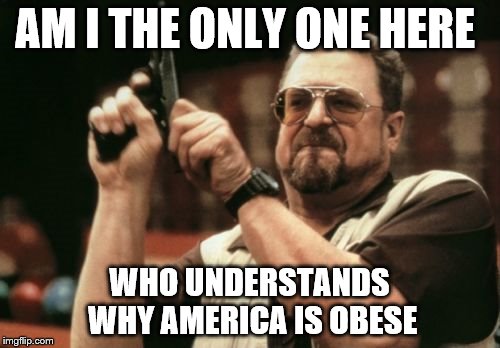 Am I The Only One Around Here Meme | AM I THE ONLY ONE HERE WHO UNDERSTANDS WHY AMERICA IS OBESE | image tagged in memes,am i the only one around here | made w/ Imgflip meme maker