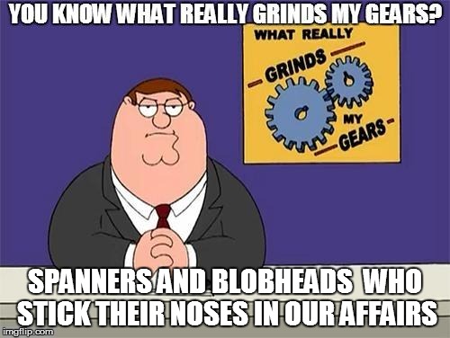 SPANNERS AND BLOBHEADS  WHO STICK THEIR NOSES IN OUR AFFAIRS | made w/ Imgflip meme maker