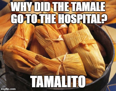 Tamale | WHY DID THE TAMALE GO TO THE HOSPITAL? TAMALITO | image tagged in tamale | made w/ Imgflip meme maker