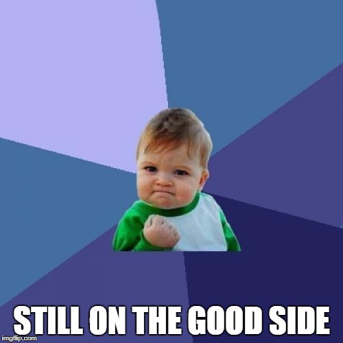 Success Kid Meme | STILL ON THE GOOD SIDE | image tagged in memes,success kid | made w/ Imgflip meme maker
