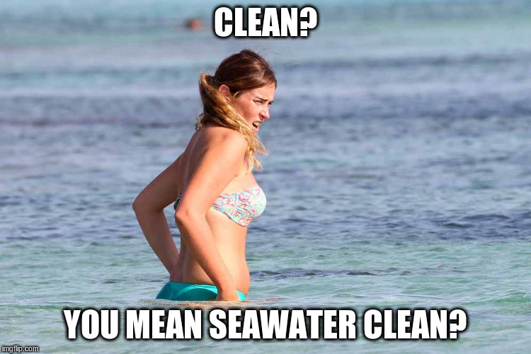 CLEAN? YOU MEAN SEAWATER CLEAN? | made w/ Imgflip meme maker