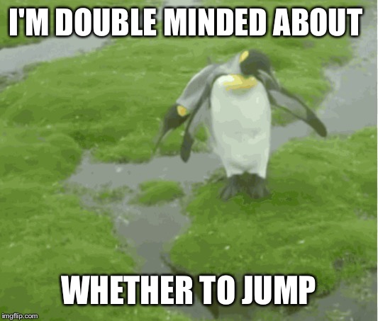 I'M DOUBLE MINDED ABOUT WHETHER TO JUMP | made w/ Imgflip meme maker