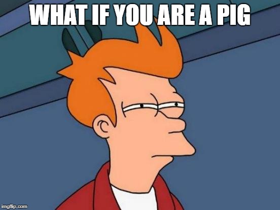 Futurama Fry Meme | WHAT IF YOU ARE A PIG | image tagged in memes,futurama fry | made w/ Imgflip meme maker