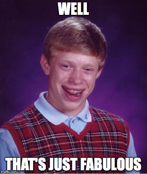 Bad Luck Brian Meme | WELL; THAT'S JUST FABULOUS | image tagged in memes,bad luck brian | made w/ Imgflip meme maker