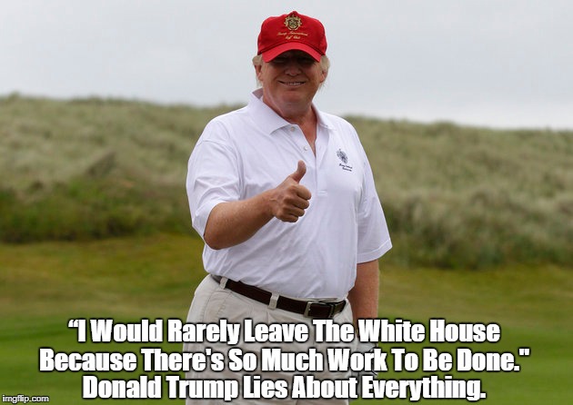 “I Would Rarely Leave The White House Because There's So Much Work To Be Done." Donald Trump Lies About Everything. | made w/ Imgflip meme maker