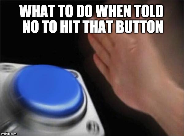 Blank Nut Button Meme | WHAT TO DO WHEN TOLD NO TO HIT THAT BUTTON | image tagged in memes,blank nut button | made w/ Imgflip meme maker