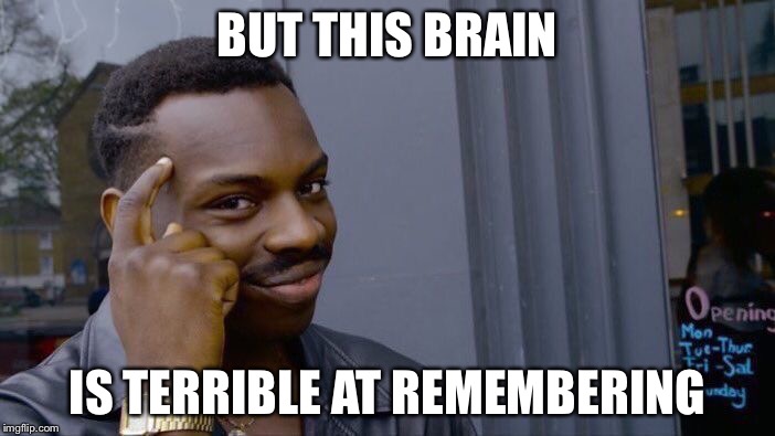 Roll Safe Think About It Meme | BUT THIS BRAIN IS TERRIBLE AT REMEMBERING | image tagged in memes,roll safe think about it | made w/ Imgflip meme maker