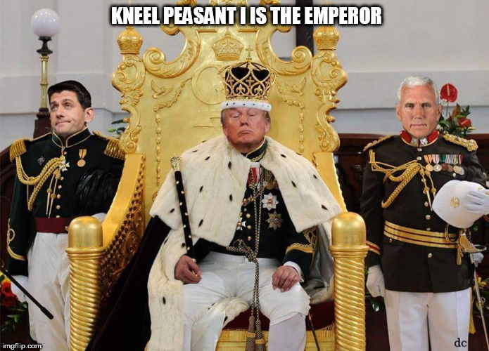 emperor | KNEEL PEASANT I IS THE EMPEROR | image tagged in trump | made w/ Imgflip meme maker