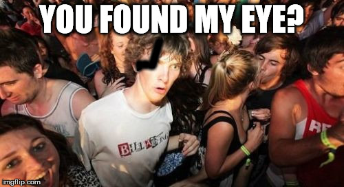 Theres a dude | YOU FOUND MY EYE? ,./ | image tagged in theres a dude | made w/ Imgflip meme maker