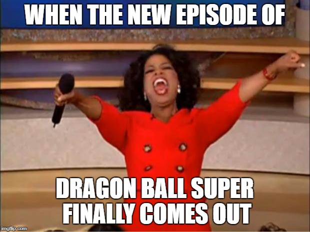 Thats me every saturday | WHEN THE NEW EPISODE OF; DRAGON BALL SUPER FINALLY COMES OUT | image tagged in memes,oprah you get a | made w/ Imgflip meme maker