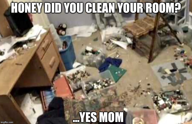 Messy room | HONEY DID YOU CLEAN YOUR ROOM? ...YES MOM | image tagged in memes | made w/ Imgflip meme maker