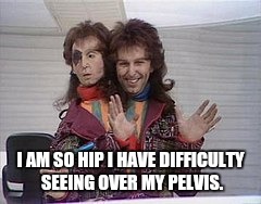 I AM SO HIP I HAVE DIFFICULTY SEEING OVER MY PELVIS. | made w/ Imgflip meme maker