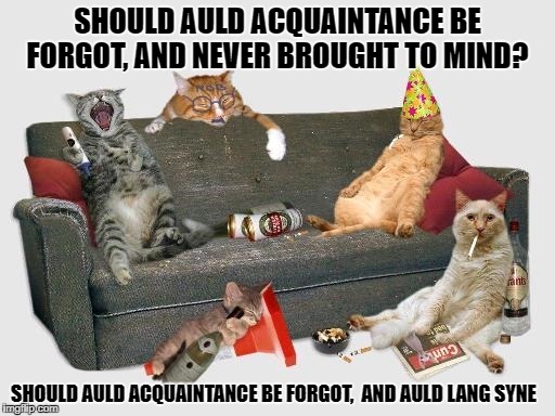 Should auld acquaintance be forgot, 
and auld lang syne  | SHOULD AULD ACQUAINTANCE BE FORGOT,
AND NEVER BROUGHT TO MIND? SHOULD AULD ACQUAINTANCE BE FORGOT, 
AND AULD LANG SYNE | image tagged in new years | made w/ Imgflip meme maker