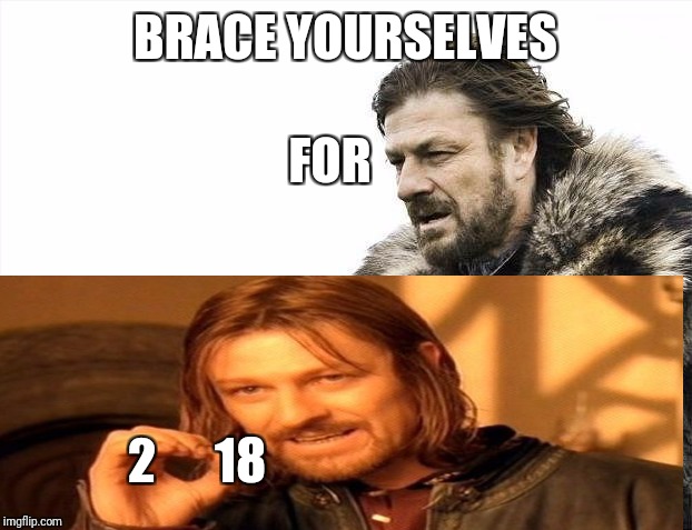 working together for 2018  | BRACE YOURSELVES; FOR; 2      18 | image tagged in memes,funny | made w/ Imgflip meme maker