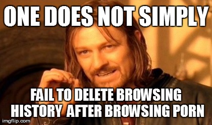 One Does Not Simply Meme | ONE DOES NOT SIMPLY FAIL TO DELETE BROWSING HISTORY 
AFTER BROWSING PORN | image tagged in memes,one does not simply | made w/ Imgflip meme maker