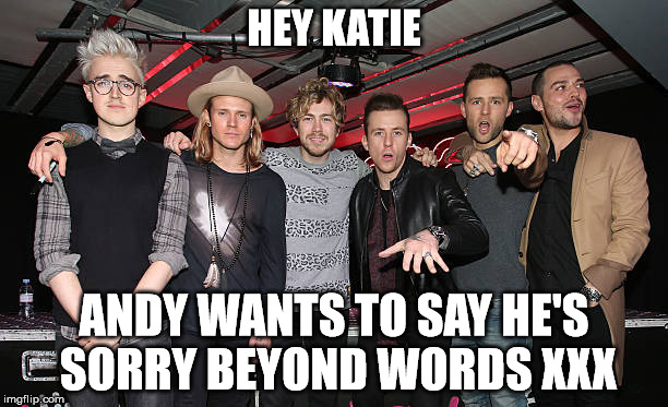 Katie | HEY KATIE; ANDY WANTS TO SAY HE'S SORRY BEYOND WORDS XXX | image tagged in sorry | made w/ Imgflip meme maker