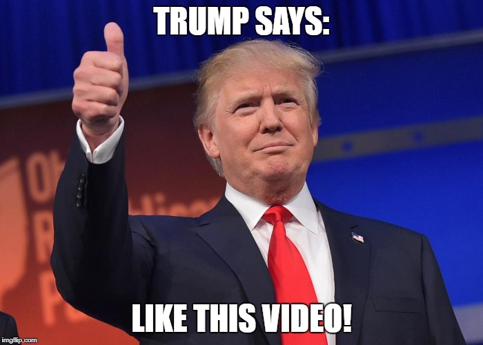 donald trump | TRUMP SAYS:; LIKE THIS VIDEO! | image tagged in donald trump | made w/ Imgflip meme maker