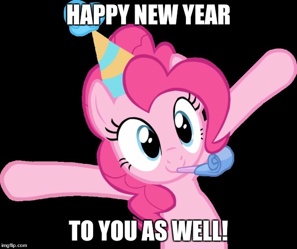 Pinkie partying | HAPPY NEW YEAR TO YOU AS WELL! | image tagged in pinkie partying | made w/ Imgflip meme maker