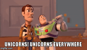 Unicorns! Unicorns everywhere | UNICORNS! UNICORNS EVERYWHERE | image tagged in gifs | made w/ Imgflip video-to-gif maker