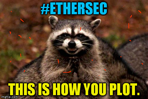 Evil Plotting Raccoon Meme | #ETHERSEC; THIS IS HOW YOU PLOT. | image tagged in memes,evil plotting raccoon | made w/ Imgflip meme maker