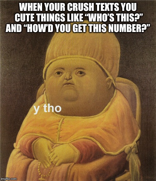 y tho |  WHEN YOUR CRUSH TEXTS YOU CUTE THINGS LIKE “WHO’S THIS?” AND “HOW’D YOU GET THIS NUMBER?” | image tagged in y tho | made w/ Imgflip meme maker