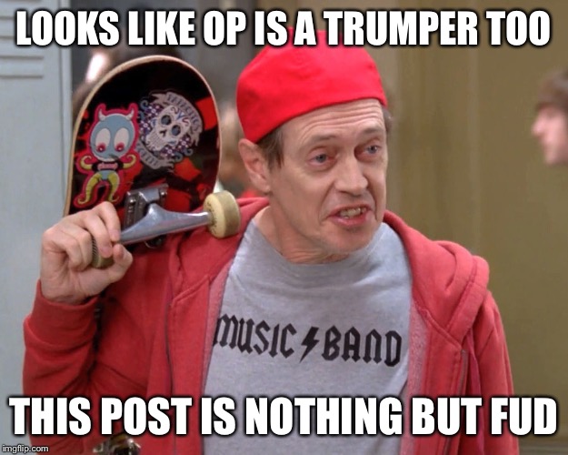 Steve Buscemi Fellow Kids | LOOKS LIKE OP IS A TRUMPER TOO; THIS POST IS NOTHING BUT FUD | image tagged in steve buscemi fellow kids | made w/ Imgflip meme maker