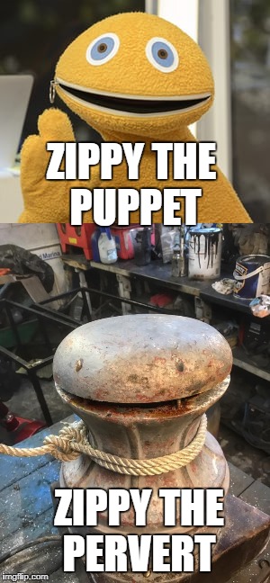 zippy the puppet | ZIPPY THE PUPPET; ZIPPY THE PERVERT | image tagged in pervert | made w/ Imgflip meme maker