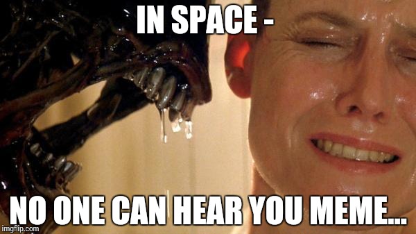 Alien | IN SPACE -; NO ONE CAN HEAR YOU MEME... | image tagged in alien | made w/ Imgflip meme maker