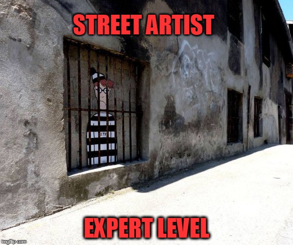 waldo | STREET ARTIST; EXPERT LEVEL | image tagged in street art,where's waldo | made w/ Imgflip meme maker