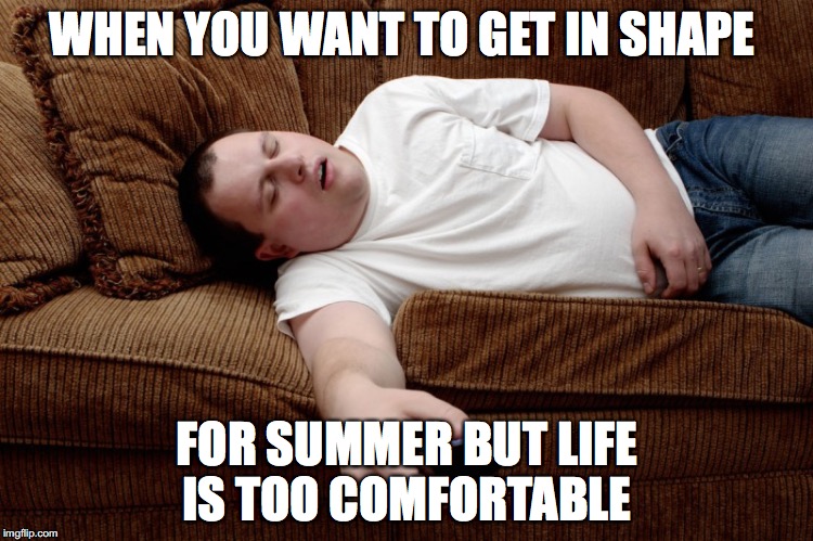 No motivation what so ever | WHEN YOU WANT TO GET IN SHAPE; FOR SUMMER BUT LIFE IS TOO COMFORTABLE | image tagged in memes,funny memes,funny,lazy,summer,fat | made w/ Imgflip meme maker