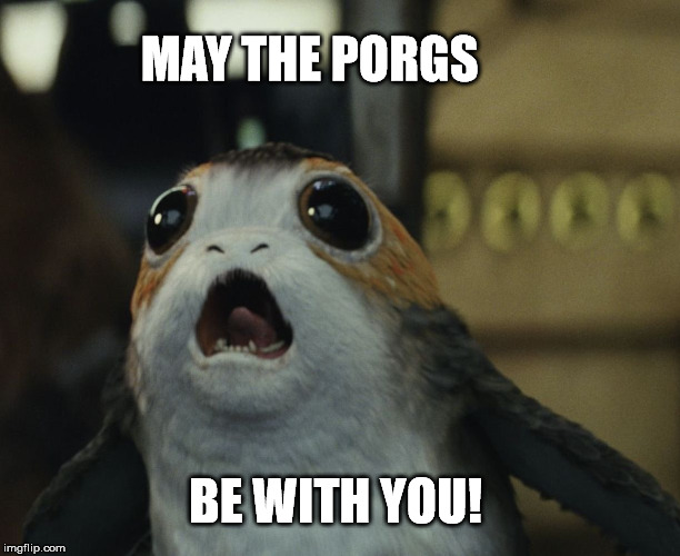 MAY THE PORGS; BE WITH YOU! | image tagged in porg | made w/ Imgflip meme maker