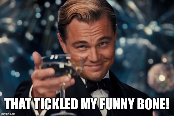 Leonardo Dicaprio Cheers Meme | THAT TICKLED MY FUNNY BONE! | image tagged in memes,leonardo dicaprio cheers | made w/ Imgflip meme maker