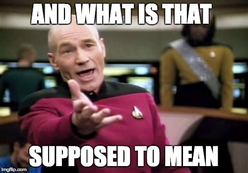 Picard Wtf Meme | AND WHAT IS THAT SUPPOSED TO MEAN | image tagged in memes,picard wtf | made w/ Imgflip meme maker