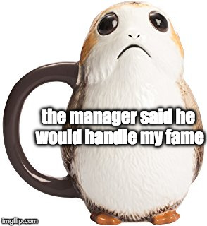 Celebrity Star Wars | the manager said he would handle my fame | image tagged in celebrity,star wars | made w/ Imgflip meme maker