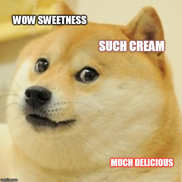 doge loves cake | WOW SWEETNESS; SUCH CREAM; MUCH DELICIOUS | image tagged in memes,doge,cake,cream,chocolate,tasty | made w/ Imgflip meme maker